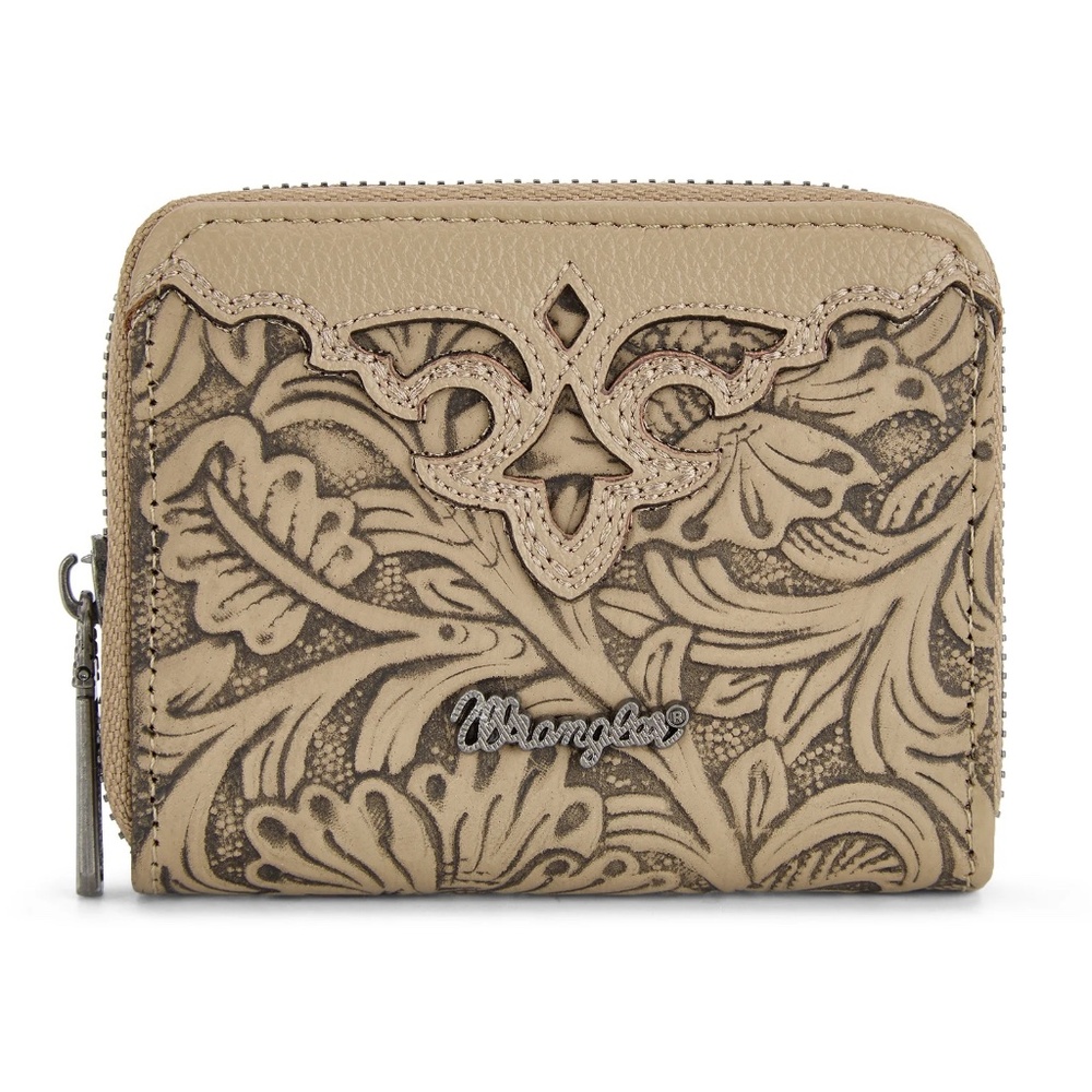 Wrangler Tooled Zip-Around Wallet Khaki - Picture 2 of 6